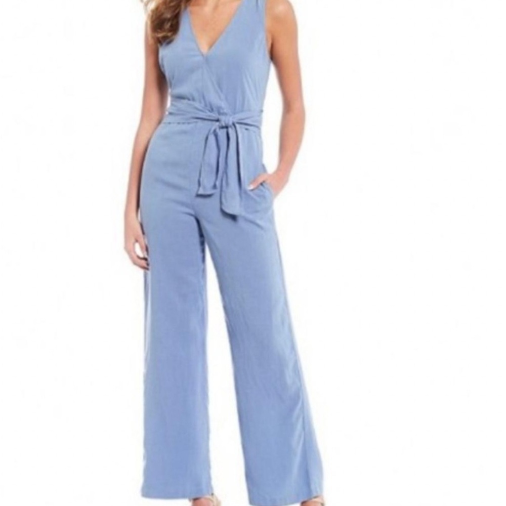 Chelsea & Violet Light Blue Wrap Jumpsuit
